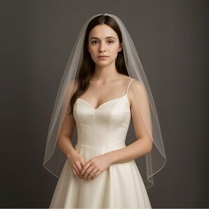 Elegant Pencil Edge Wedding Veil - 1 Tier Soft Tulle Bridal Veil